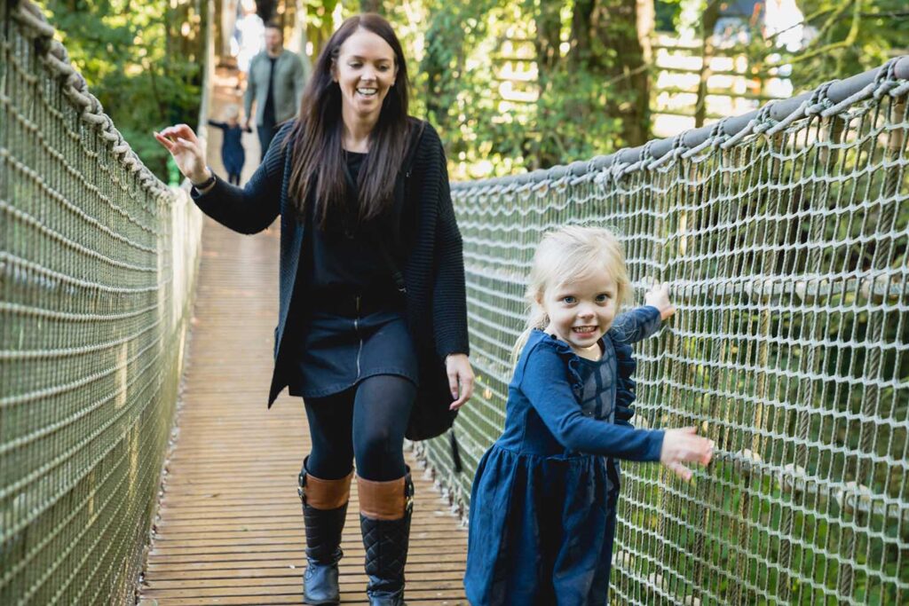 Paignton Zoo wobbly bridge in Lemur Wood